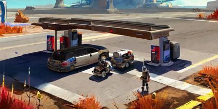 100000000000000000000000000000051-5-desert, a gas station in the desert, a minivan fueling up at a gas station, dry climate, a gas station in a small rural town dur.png